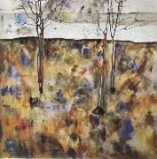 Egon Schiele Winter Trees oil